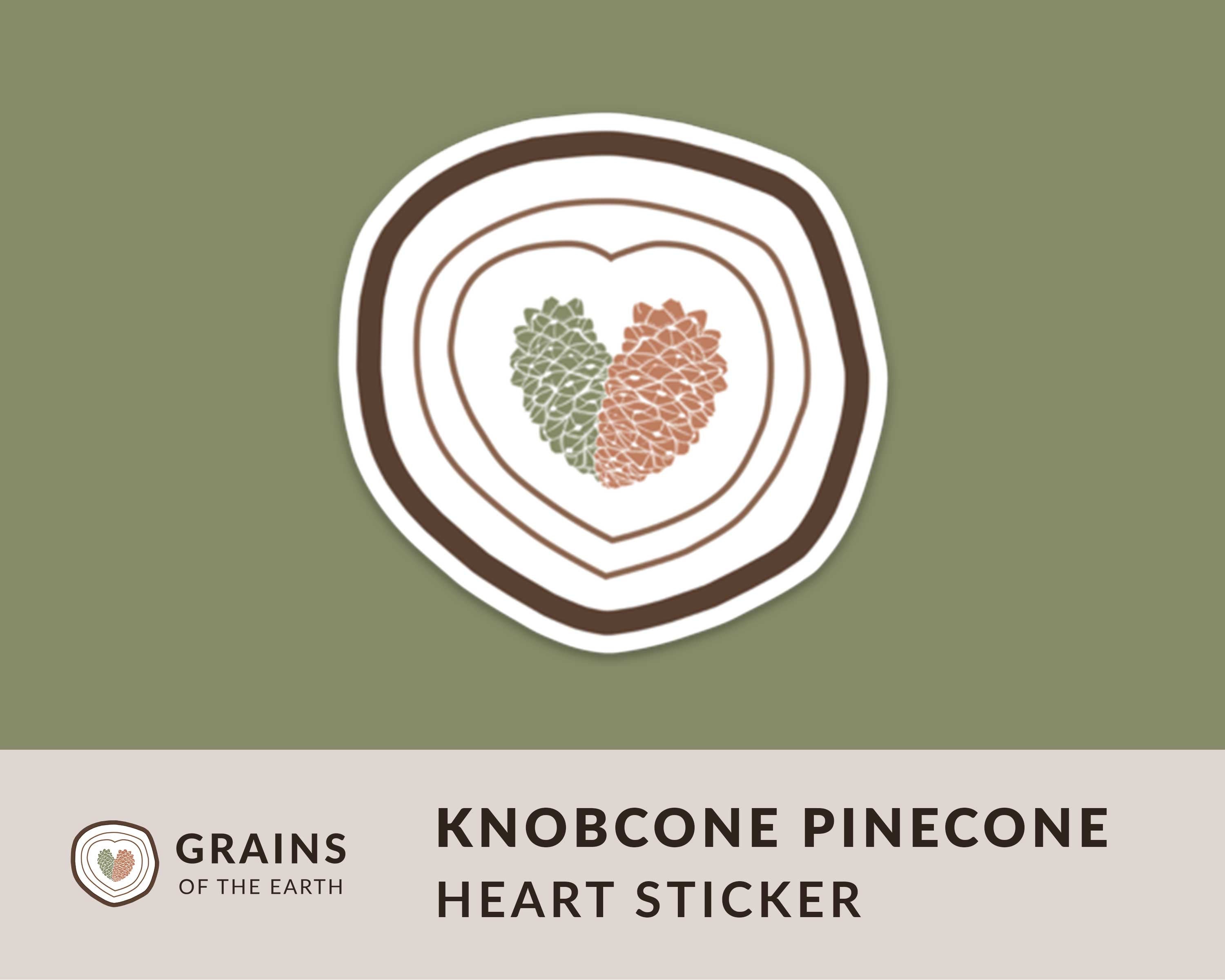 Knobcone Pinecone Heart Sticker